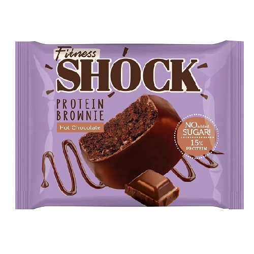 FitnesShock брауни Горячий шоколад в молочной глазури, 50 гр